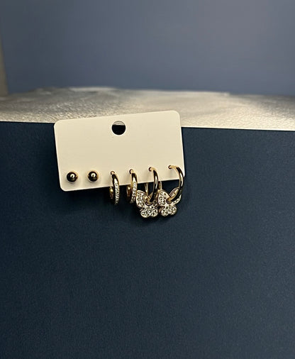 Gold Butterfly & Hoop Earring Set