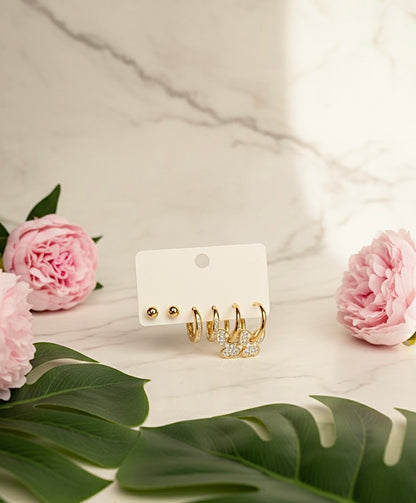 Gold Butterfly & Hoop Earring Set