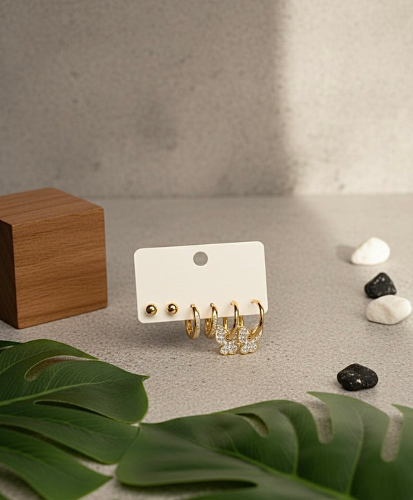 Gold Butterfly & Hoop Earring Set