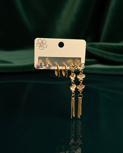 Gold Butterfly Dangle & Hoop Earring Set