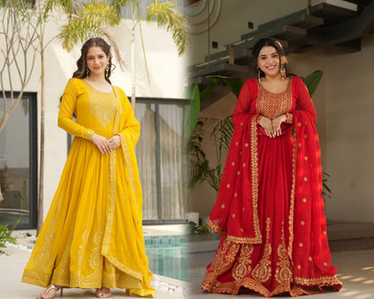 Gown- Faux Blooming with Embroidery Zari Sequins-work