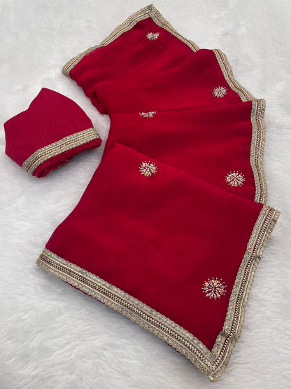 Heavy Smooth Fandy Fabric Saree With Unstitched Blouse DVS-62