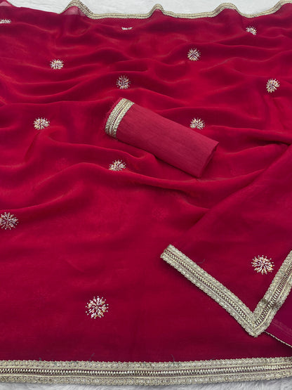 Heavy Smooth Fandy Fabric Saree With Unstitched Blouse DVS-62