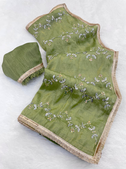 Heavy Smooth Gold Crush Fabric  Saree With Unstitched Blouse DVS-64