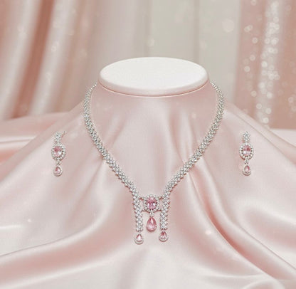 ORIGINAL AD NECKLACE WITH EARRING AD934BABYPINK
