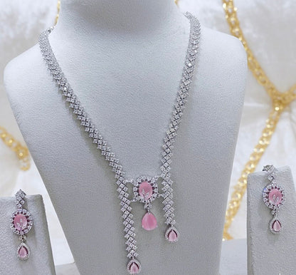 ORIGINAL AD NECKLACE WITH EARRING AD934BABYPINK