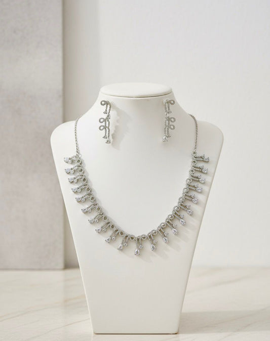 ORIGINAL AD NECKLACE WITH EARRINGS AD866WHITE