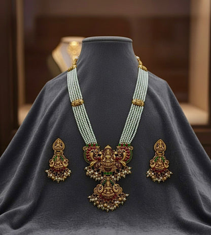 Traditional Design Temple Jewellery Set With Matching Earrings TM-474M.G