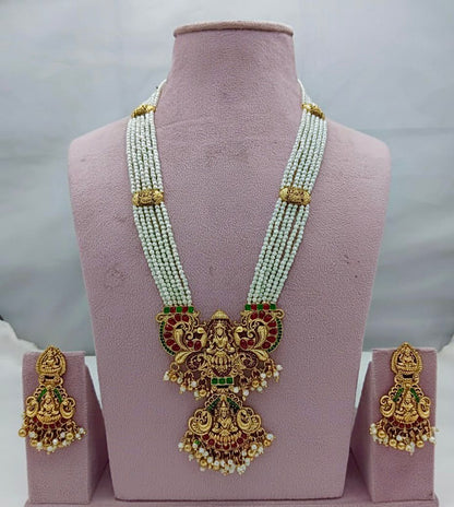 Traditional Design Temple Jewellery Set With Matching Earrings TM-474M.G
