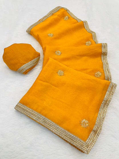 Heavy Smooth Fandy Fabric Saree With Unstitched Blouse DVS-62