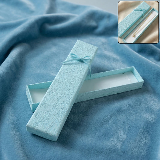 Premium Long Rectangular Jewelry Gift Box With Elegant Ribbon (1 Pc)
