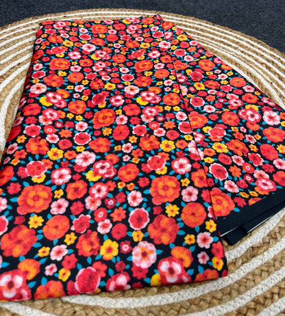 Floral Digital Print Saree Original Japan Satin (Devsena satin)