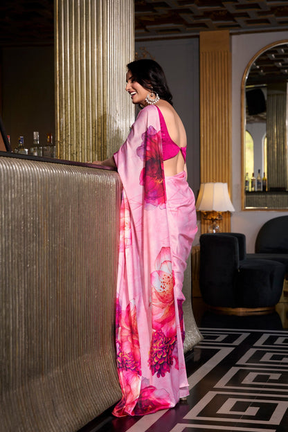 Premium Satin Silk Digital Print Saree