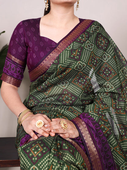 Bandhej Print With Zari Weaving Work