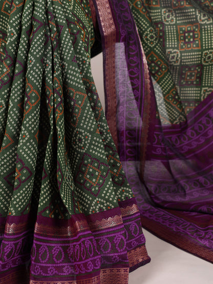 Bandhej Print With Zari Weaving Work