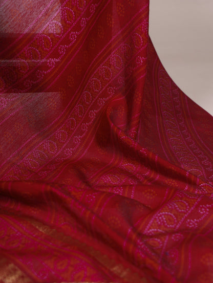 Bandhej Print With Zari Weaving Work